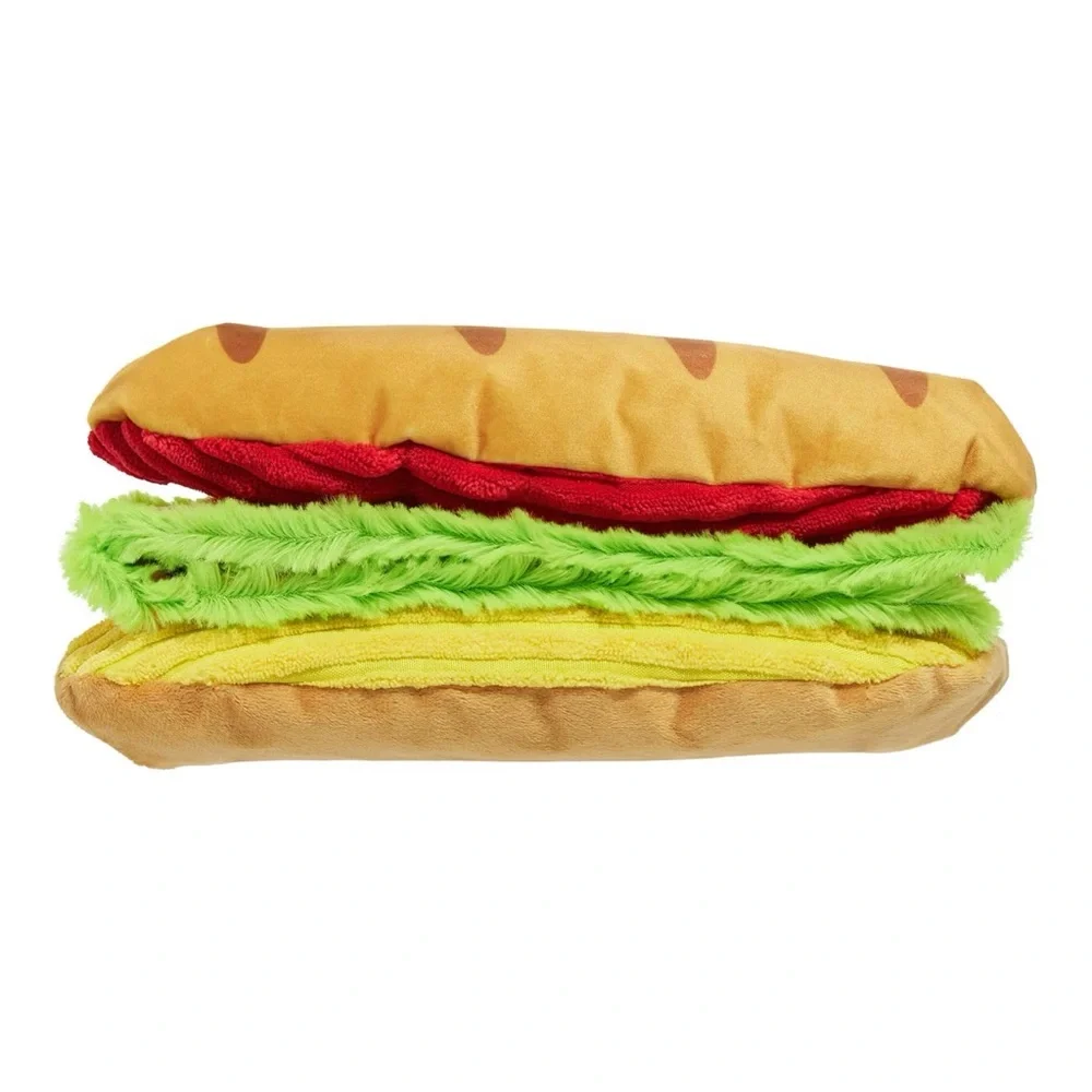 Plush Hamburger Dog Toy